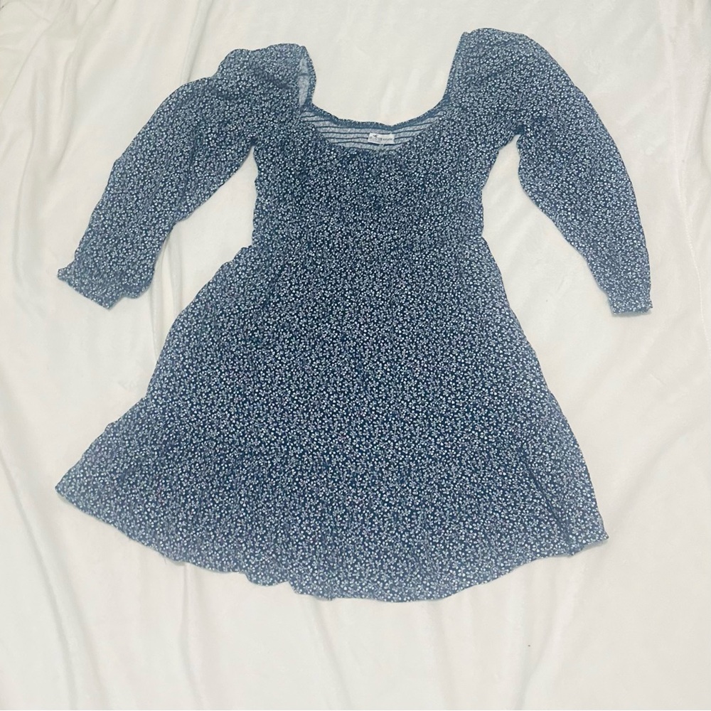 Hollister Blue Casual Sundress with Bishop Sleeves